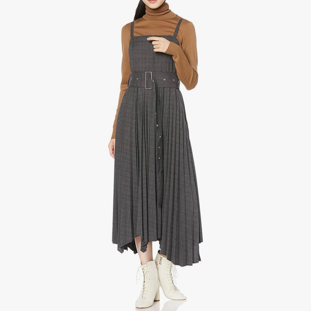 Snidel SWFO204048 Women's Pleated Jumper Skirt Dress Gray Size: JP 0 / US XS NWT